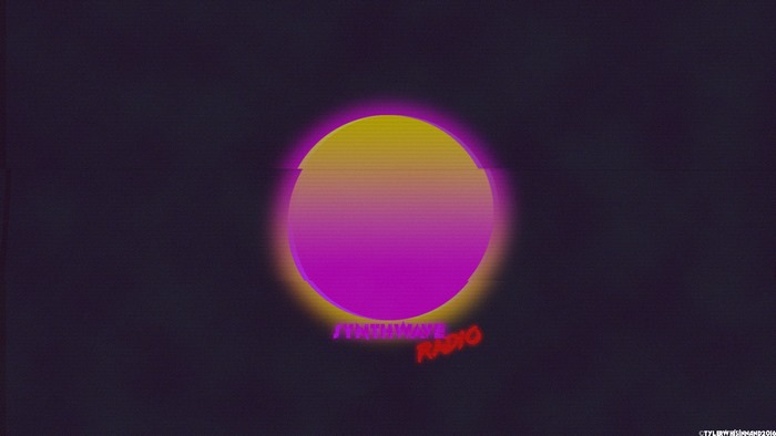 Synthwave Radio Logo with Retro Sun