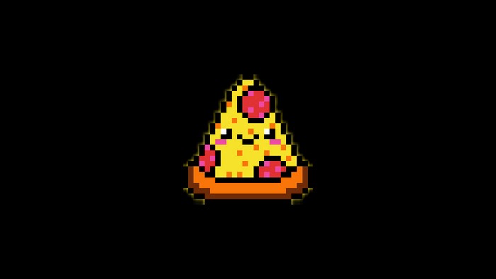 Pixel art slice of pizza with a face