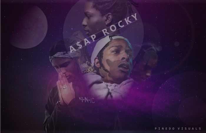 A$AP Rocky Collage with Cosmic Background