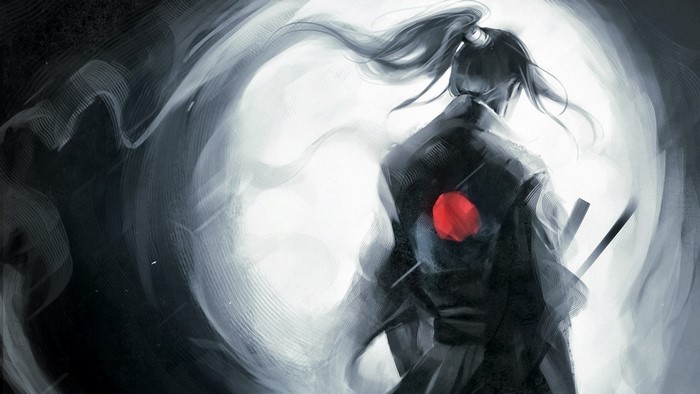 Mysterious Samurai Warrior Under the Moonlight