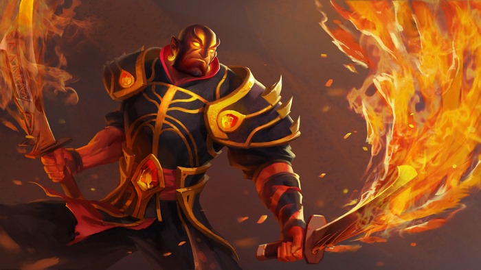 Ember Spirit from Dota 2 with flaming swords
