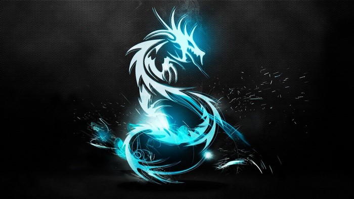 Blue and white dragon MSI logo