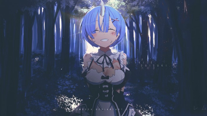 Rem from Re:Zero in a forest