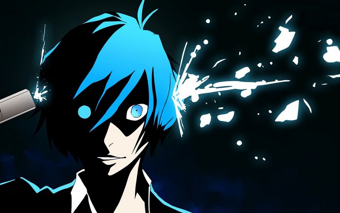 Makoto Yuki from Persona 3 with a gun