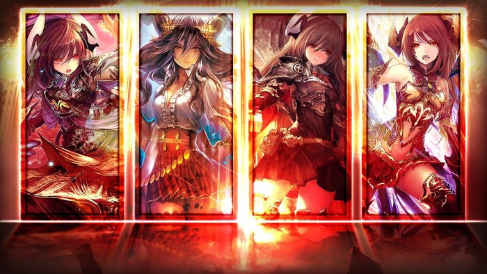 Four female characters from Shadowverse