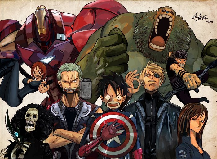 One Piece characters as Avengers parody