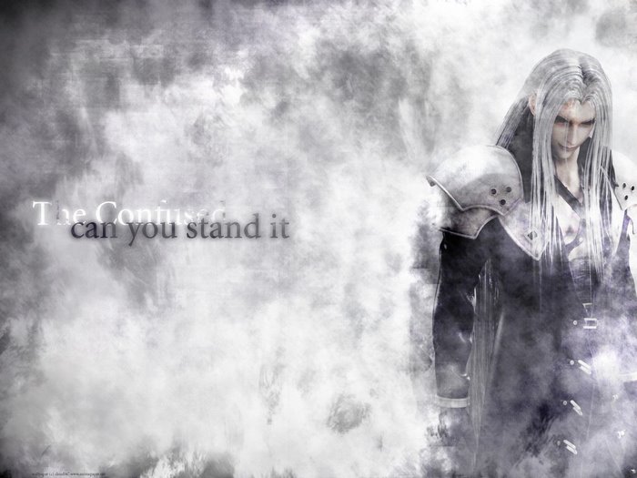 Sephiroth from Final Fantasy VII with text