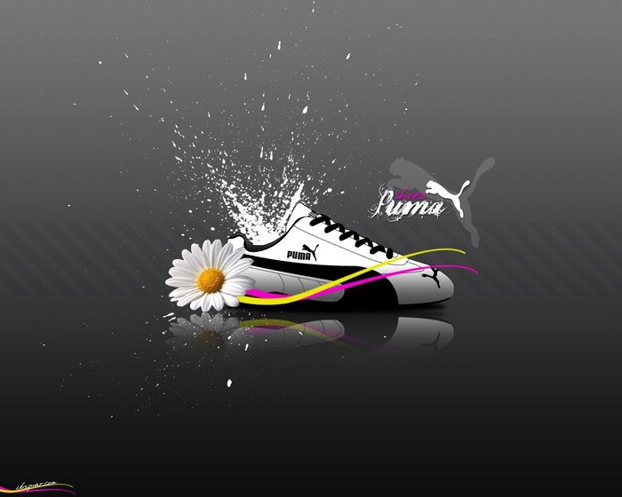 Puma shoe with flower and paint splash