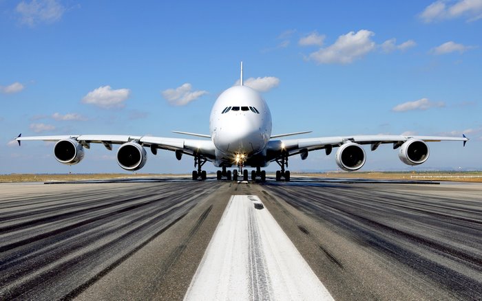 Airbus A380 airplane on a runway