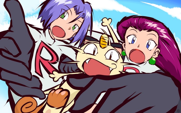 Jessie, James, and Meowth from Team Rocket