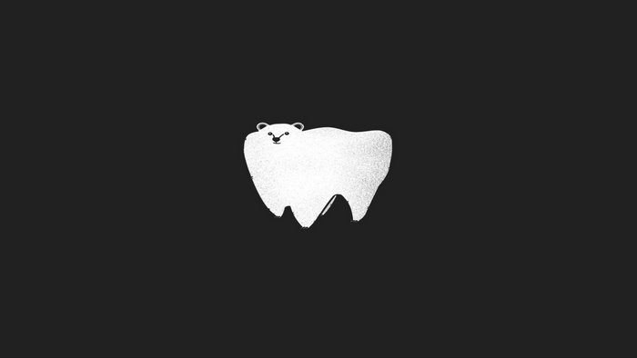 Minimalist polar bear tooth illustration