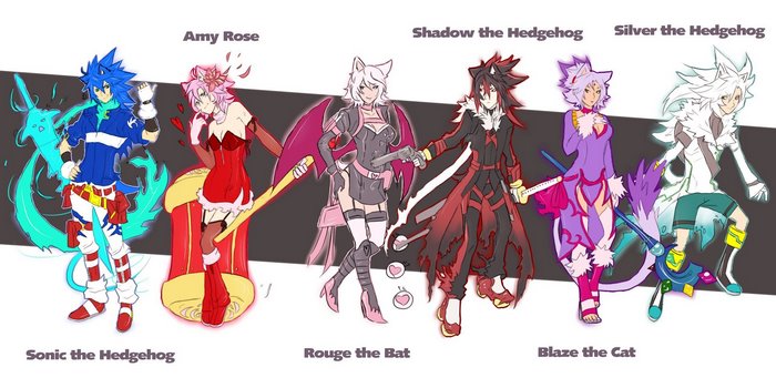Humanized Sonic the Hedgehog characters