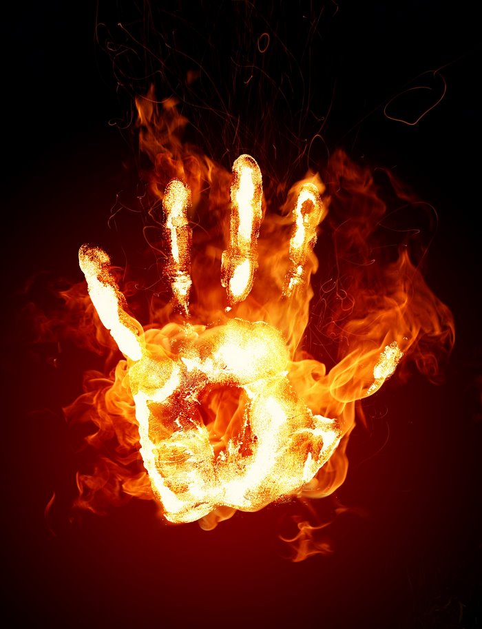 Handprint made of fire