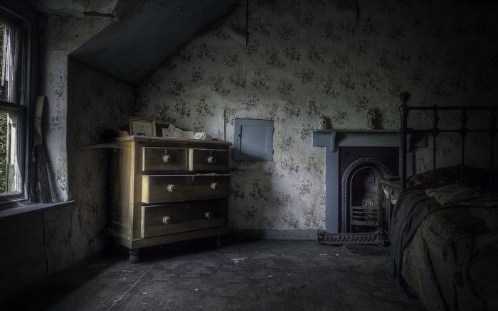 Abandoned Gothic Room with Old Furniture