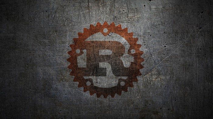 Rust programming language logo on a textured background