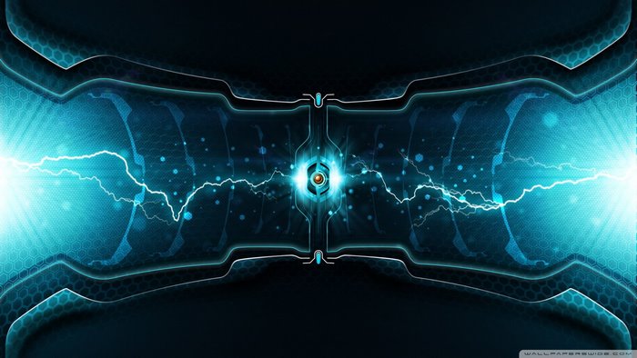 Abstract blue technological energy burst
