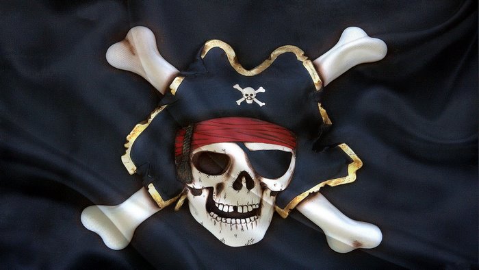 Pirate flag with skull and crossbones