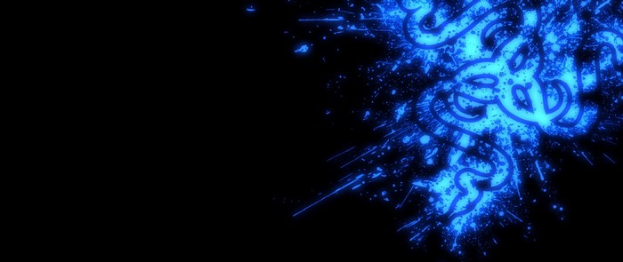Razer logo with blue splatter effect