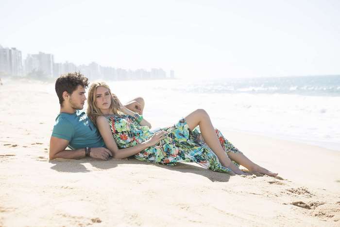 Couple relaxing on a tropical beach