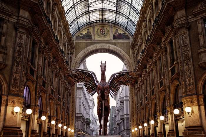 Winged Horse Statue in Galleria Vittorio Emanuele II, Milan