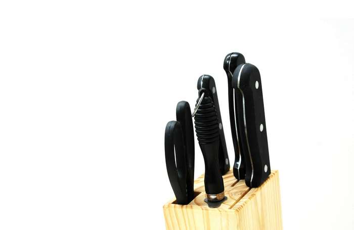 Knife set in a wooden block