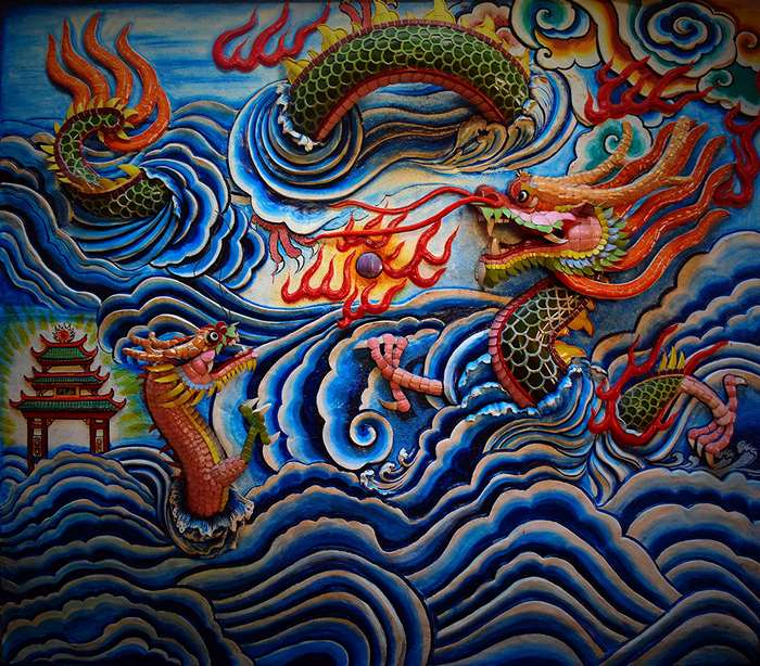 Chinese Dragons Sculpture 4K