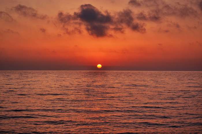Sunset over the Aegean Sea in Greece