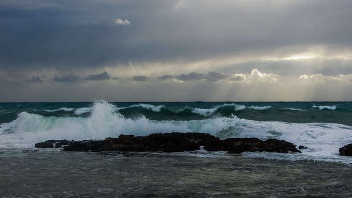 Waves crashing on rocks in Ayia Napa, Cyprus 4K
