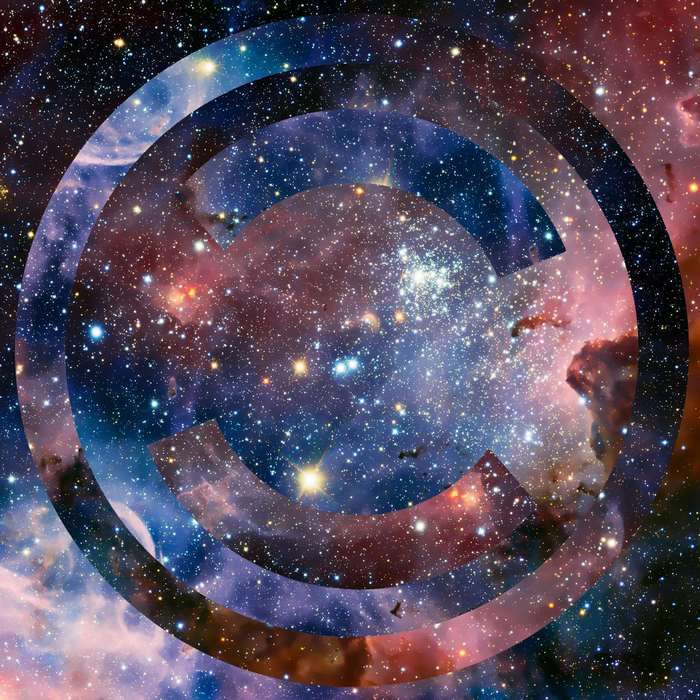 Cosmic Nebula with Circular Overlay
