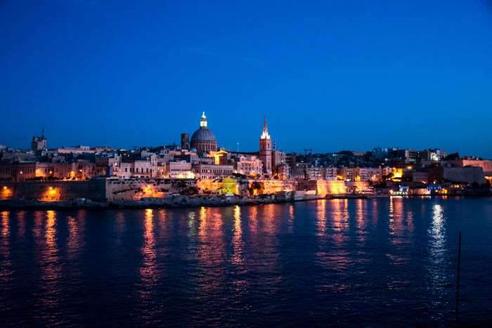 Valletta skyline at dusk, Malta