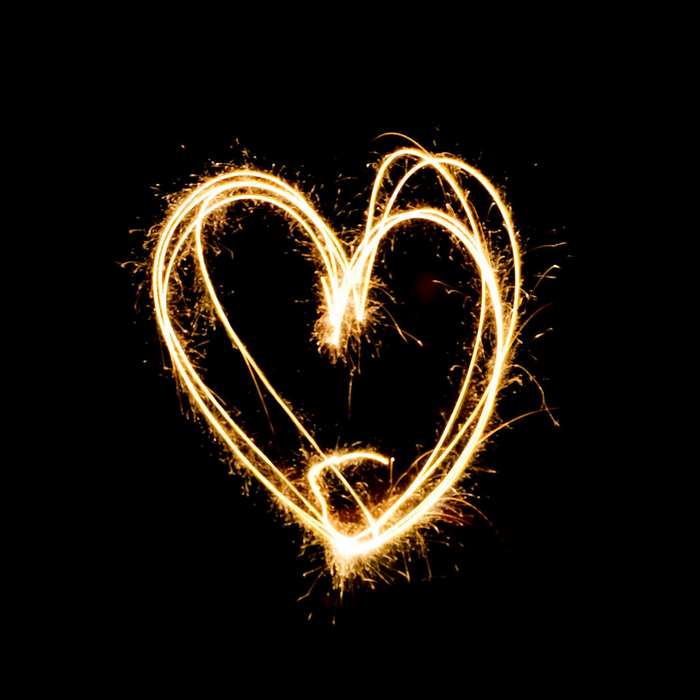 Heart shape made with sparklers