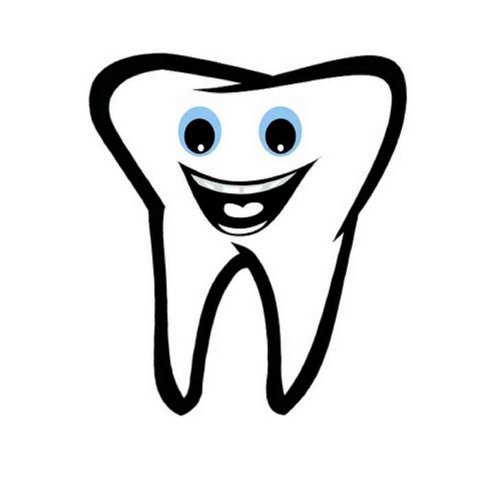Cartoon tooth with happy face