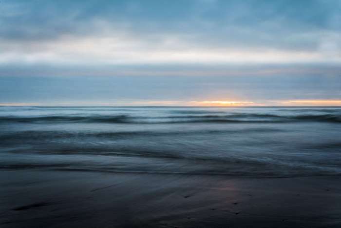 Long exposure waves at sunset on the Oregon coast