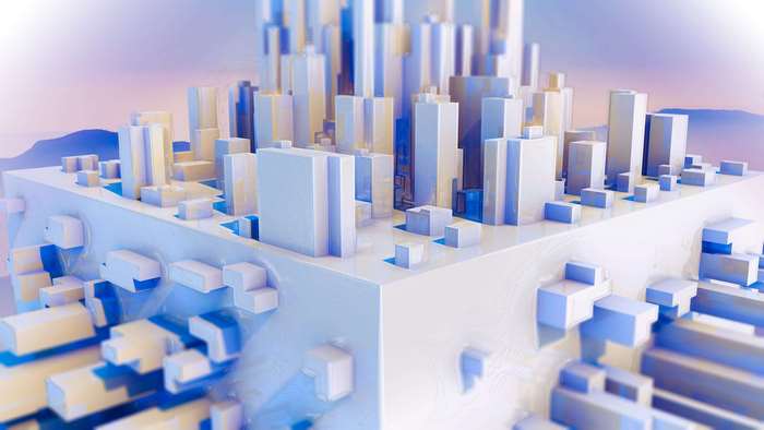 Abstract 3D Cityscape with Pastel Hues