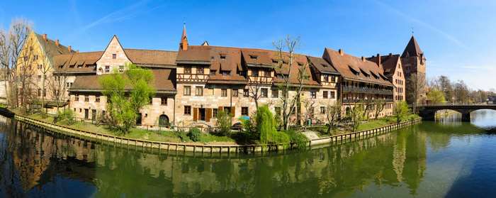 Holy Spirit Hospital in Nuremberg on a River