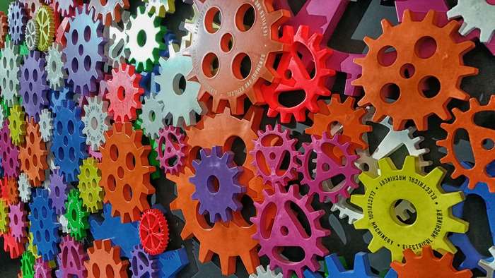 Colorful plastic gears art