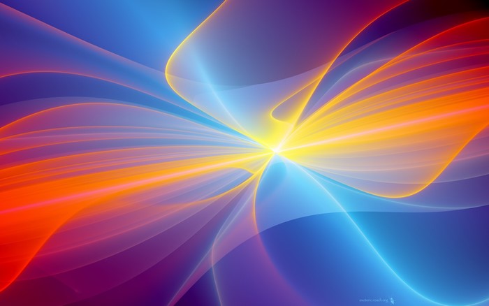 Vibrant Blue, Yellow, and Red Colorful Abstract Waves