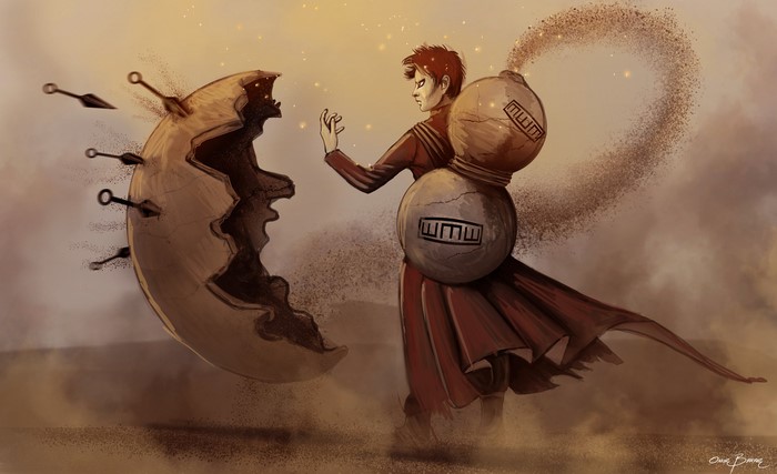 Gaara from Naruto using sand manipulation
