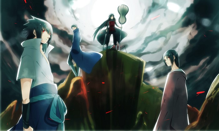 Naruto Uchiha Clan Gathering at Moonlit Cliff