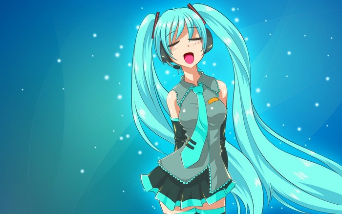 Anime Girl with Headphones Singing