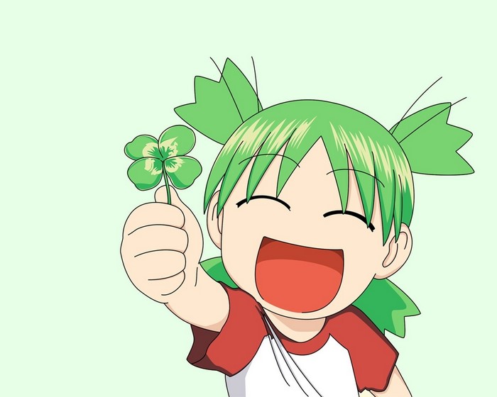 Yotsuba from Yotsubato holding a clover