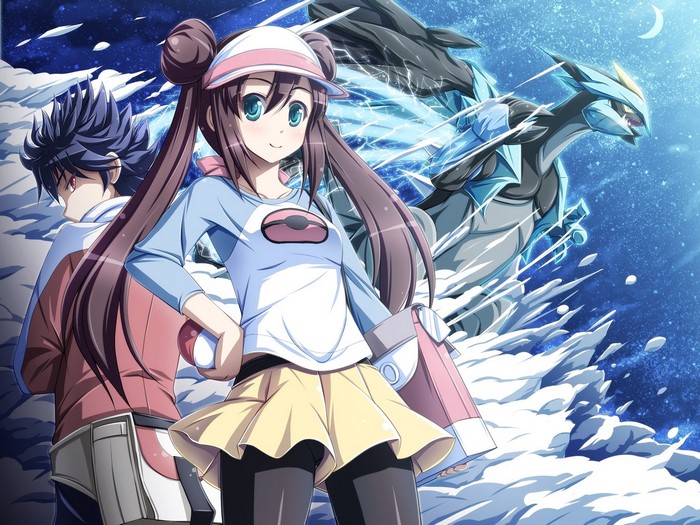 Mei from Pokemon with Legendary Dragon