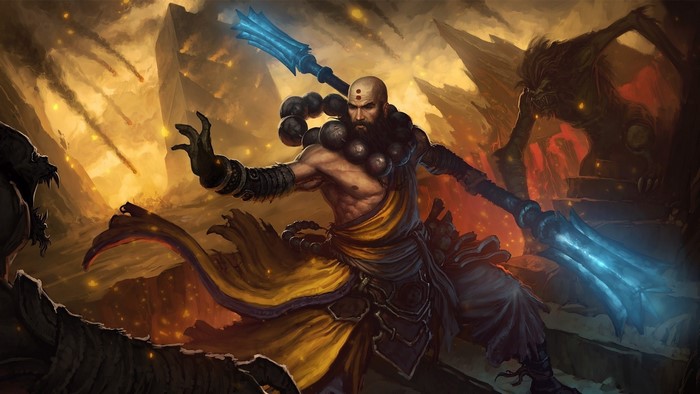 Monk from Diablo 3 wielding a magic staff