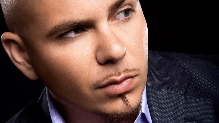 Pitbull wearing a suit