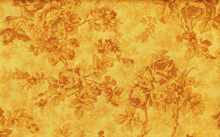 Yellow floral pattern with roses and leaves