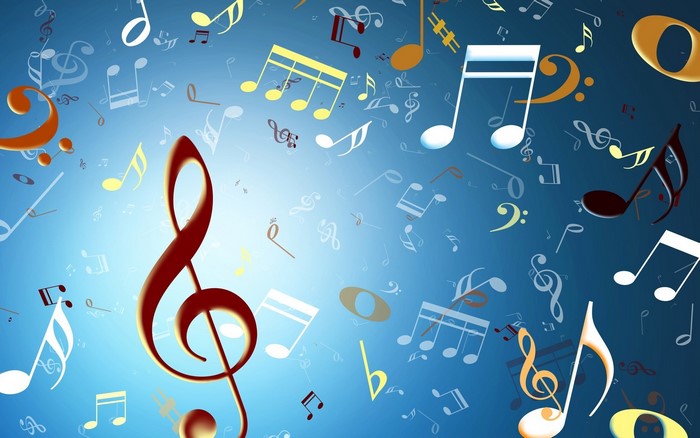 Musical Notes and Treble Clef Background