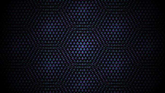 Dark hexagonal mesh pattern with purple and blue accents