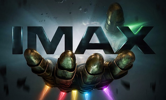 Thanos's Infinity Gauntlet with IMAX logo