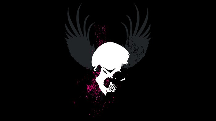 Skull with Wings and Pink Splatter