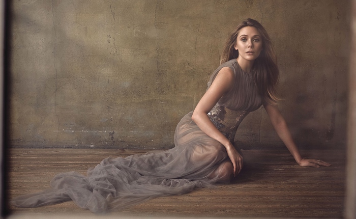 Elizabeth Olsen in a sheer dress